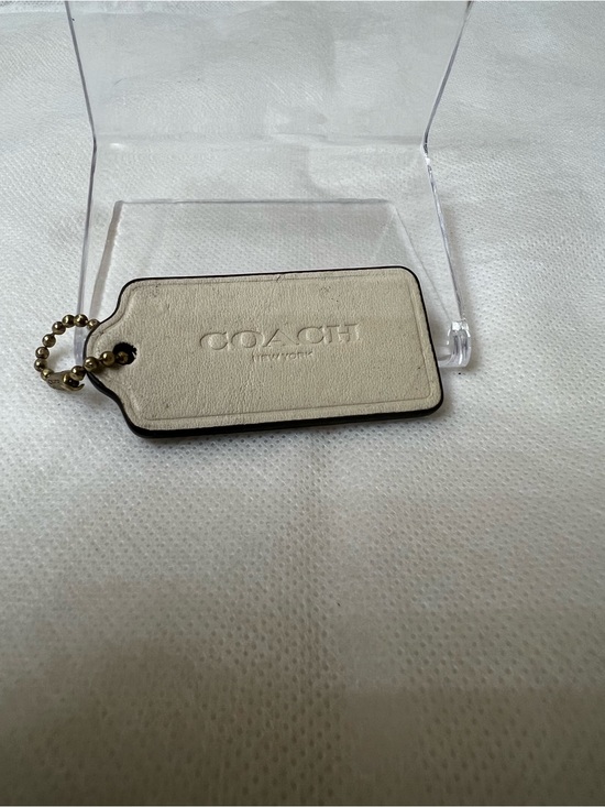 Coach Handbags - Coach Cream Leather Bag Tag with Gold Chain